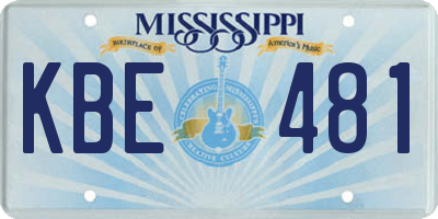 MS license plate KBE481