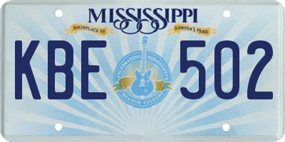 MS license plate KBE502