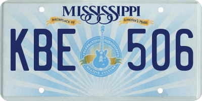 MS license plate KBE506