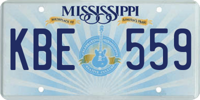 MS license plate KBE559