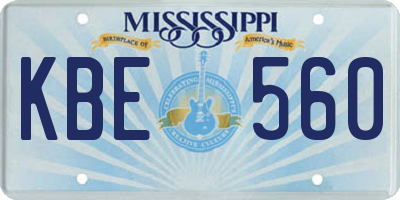 MS license plate KBE560