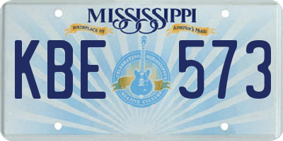 MS license plate KBE573