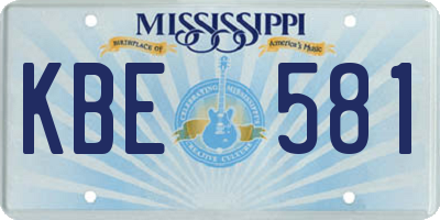 MS license plate KBE581
