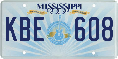 MS license plate KBE608