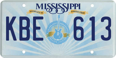 MS license plate KBE613
