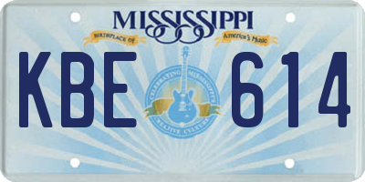 MS license plate KBE614