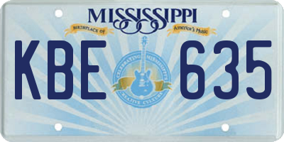 MS license plate KBE635
