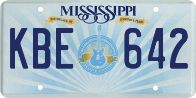 MS license plate KBE642