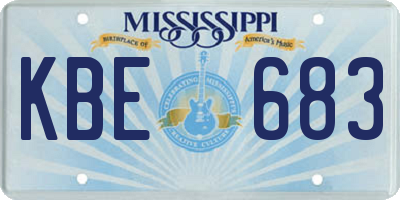 MS license plate KBE683