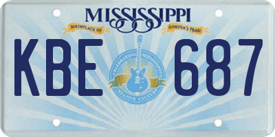 MS license plate KBE687