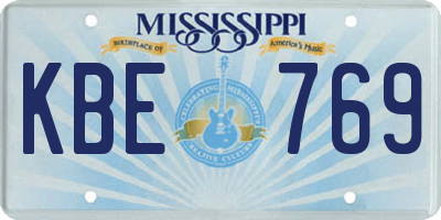 MS license plate KBE769
