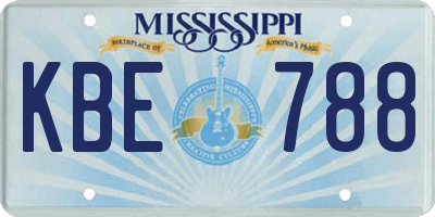 MS license plate KBE788