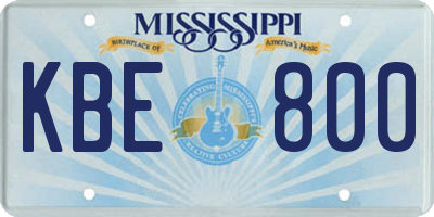 MS license plate KBE800