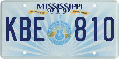 MS license plate KBE810