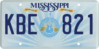 MS license plate KBE821