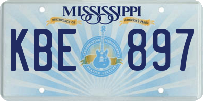 MS license plate KBE897