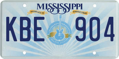 MS license plate KBE904