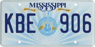 MS license plate KBE906