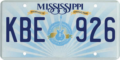 MS license plate KBE926
