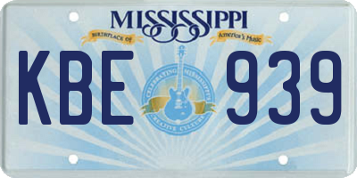 MS license plate KBE939