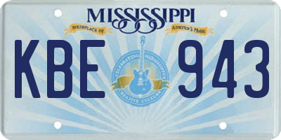 MS license plate KBE943