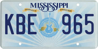 MS license plate KBE965