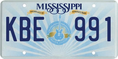 MS license plate KBE991