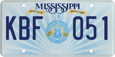 MS license plate KBF051