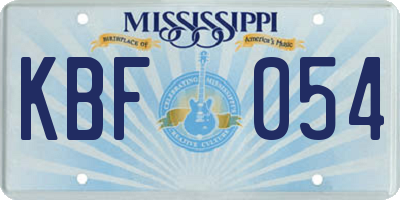 MS license plate KBF054