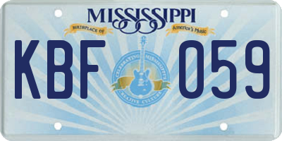 MS license plate KBF059