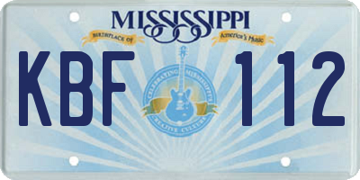 MS license plate KBF112