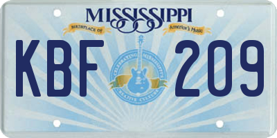 MS license plate KBF209