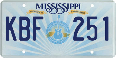 MS license plate KBF251