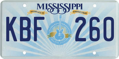 MS license plate KBF260