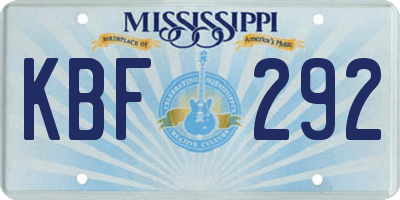 MS license plate KBF292