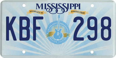 MS license plate KBF298