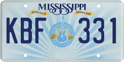 MS license plate KBF331