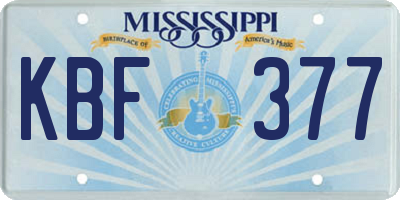 MS license plate KBF377