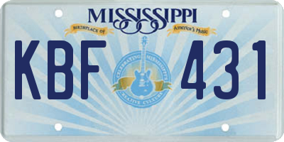 MS license plate KBF431