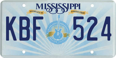 MS license plate KBF524