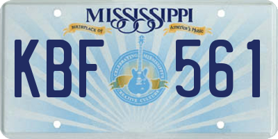 MS license plate KBF561