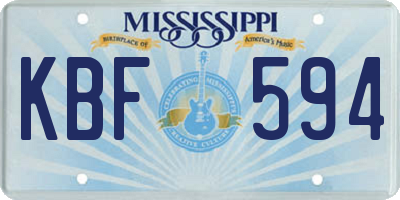 MS license plate KBF594