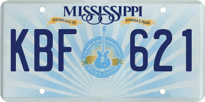MS license plate KBF621