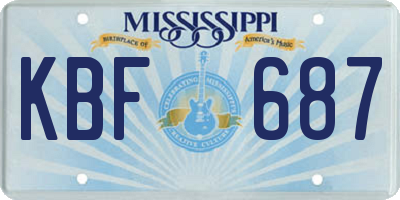MS license plate KBF687