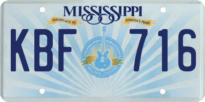 MS license plate KBF716