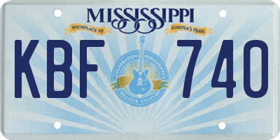 MS license plate KBF740
