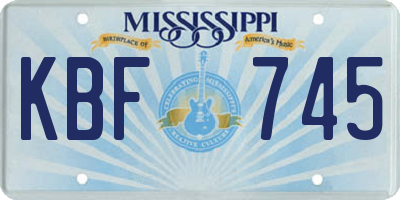MS license plate KBF745
