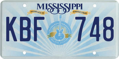 MS license plate KBF748