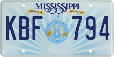 MS license plate KBF794