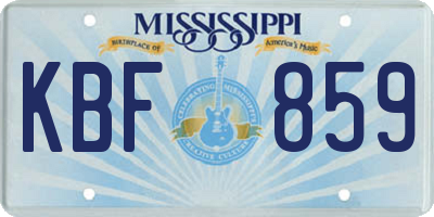 MS license plate KBF859